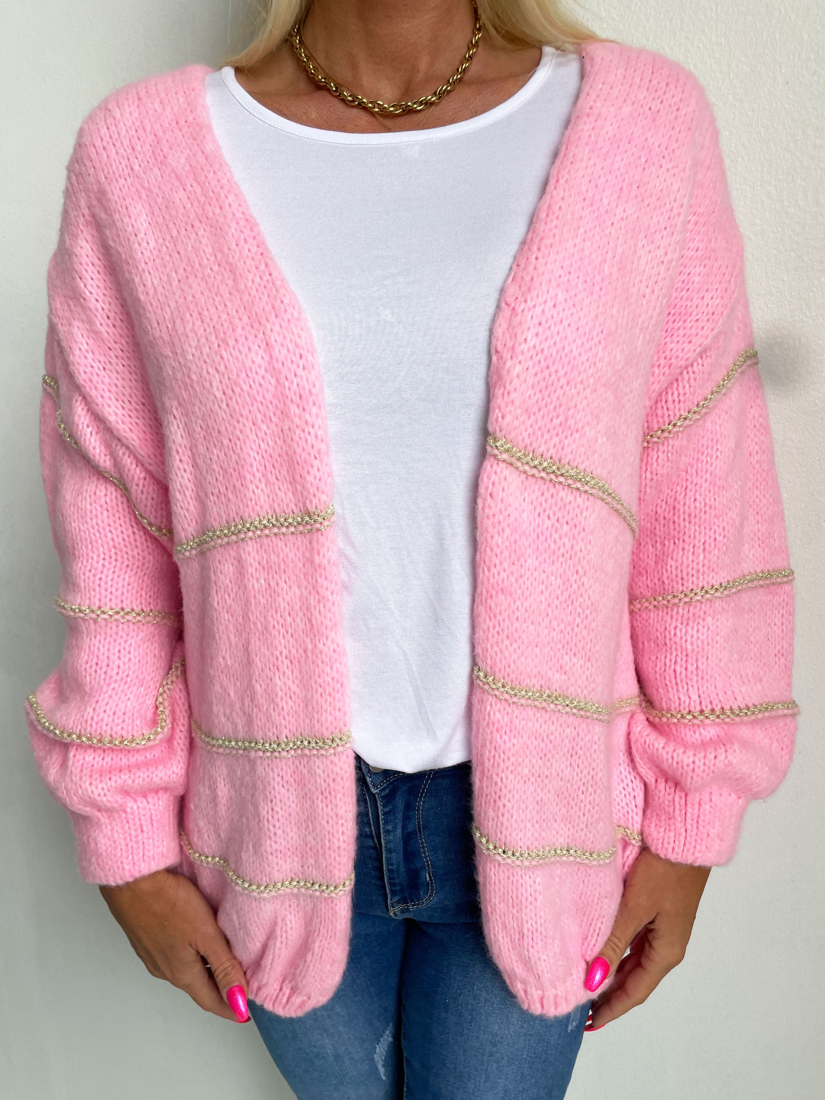 Yanira - Strikket cardigan med guldstriber